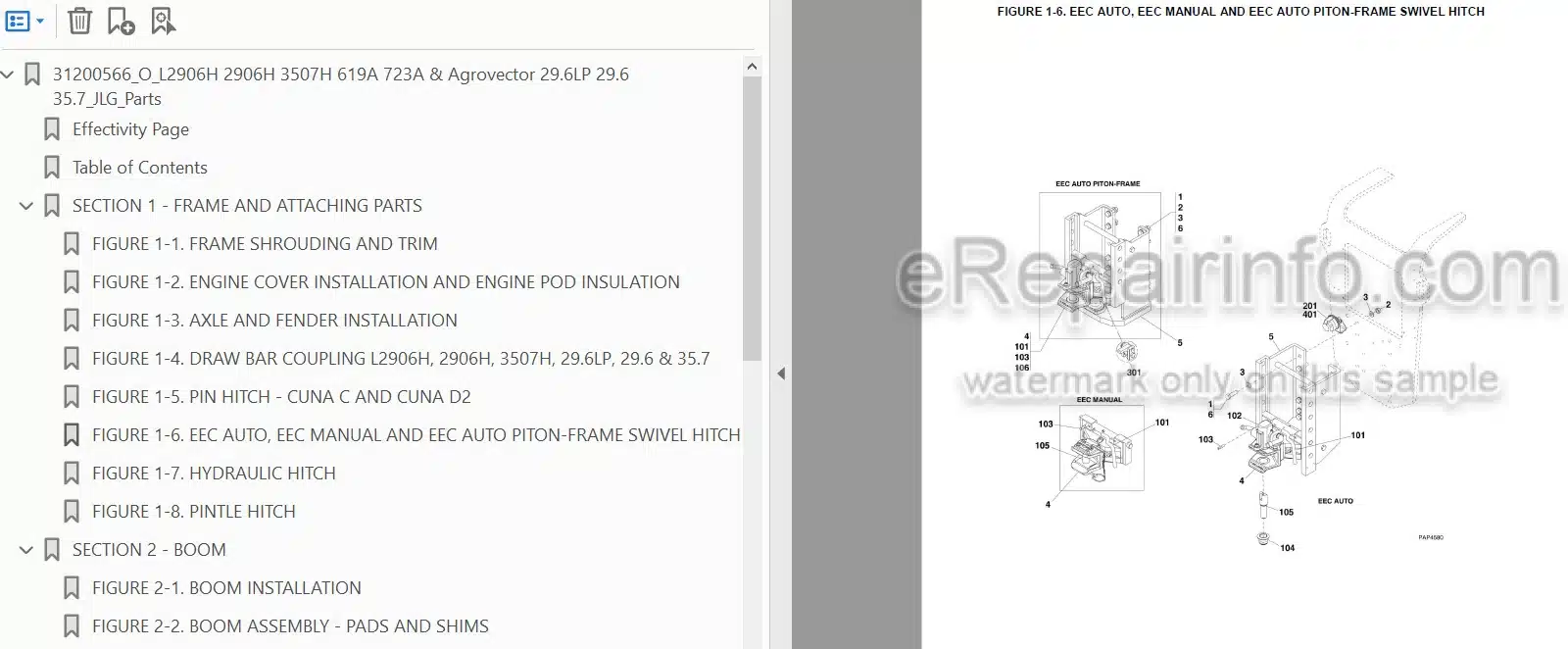 Photo 3 - JLG L2906H To Agrovector 35.7 Illustrated Parts Manual Telehandler 31200566