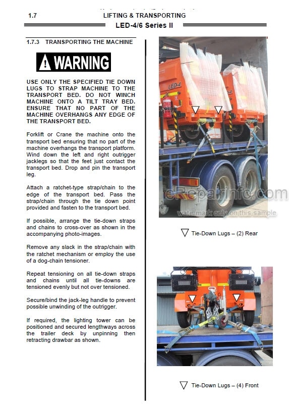 Photo 4 - JLG LED-4 LED-6 Series II Operation And Safety Manual Lighting Tower 1001259399