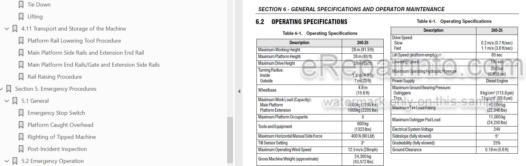 Photo 3 - JLG Liftlux 260-25 Operation And Safety Manual Scissor Lift SN1
