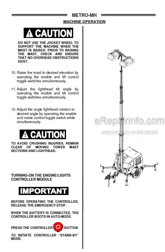Photo 1 - JLG Metro-MH Operation And Safety Manual Lighting Tower 1001206598