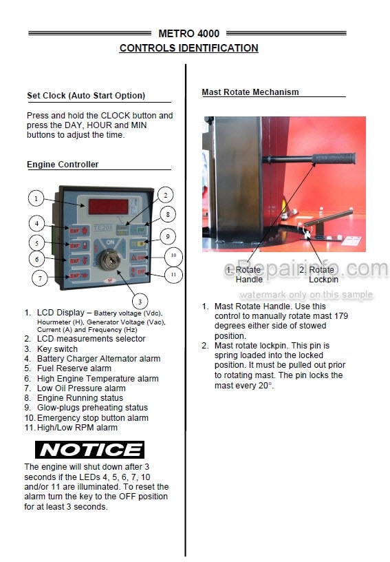 Photo 1 - JLG Metro 4000 Operation And Safety Manual Lighting Tower 3121611