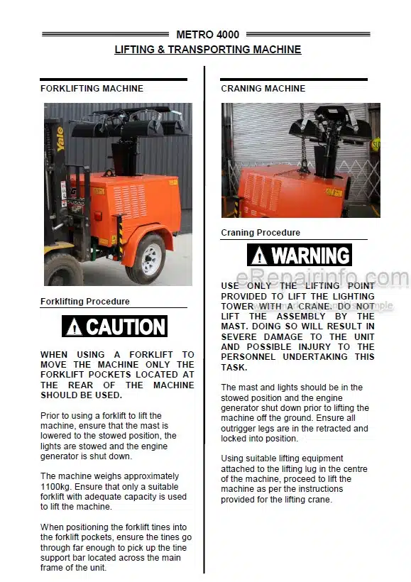 Photo 4 - JLG Metro 4000 Operation And Safety Manual Lighting Tower 3121611
