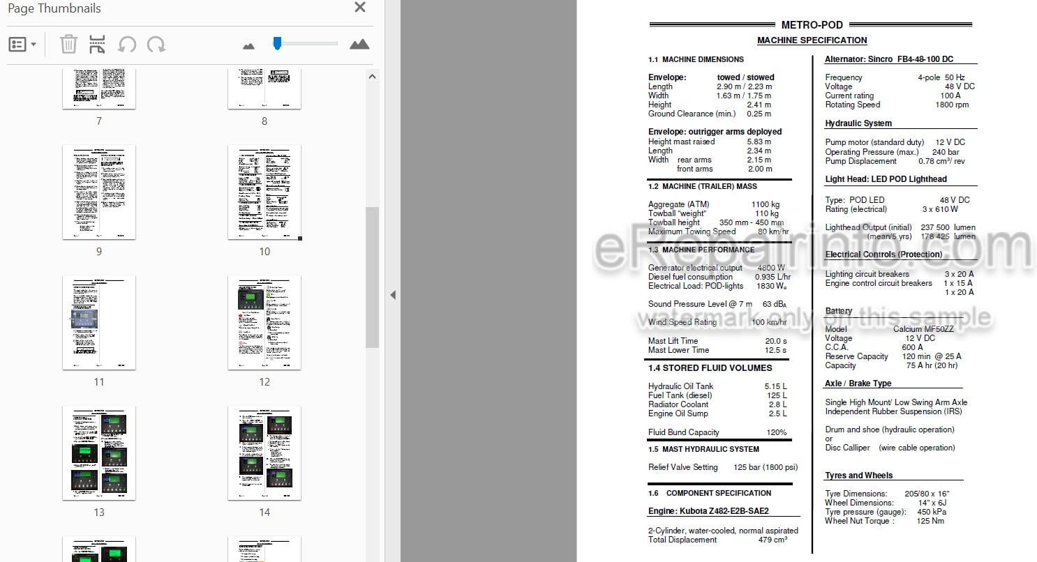 Photo 3 - JLG Metro POD Operation And Safety Manual Lighting Tower 1001216795