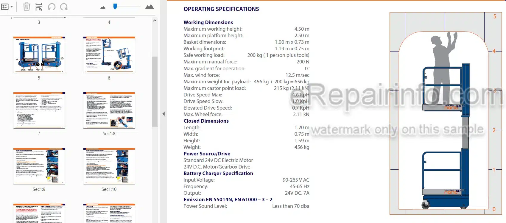 Photo 3 - JLG Nano SP 830SP Zero Operating And Maintenance Manual Power Tower