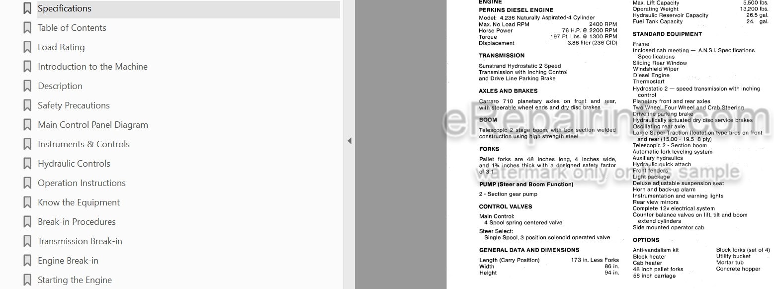 Photo 3 - JLG Skytrak 522 Operators And Safety Manual Telehandler 8990115
