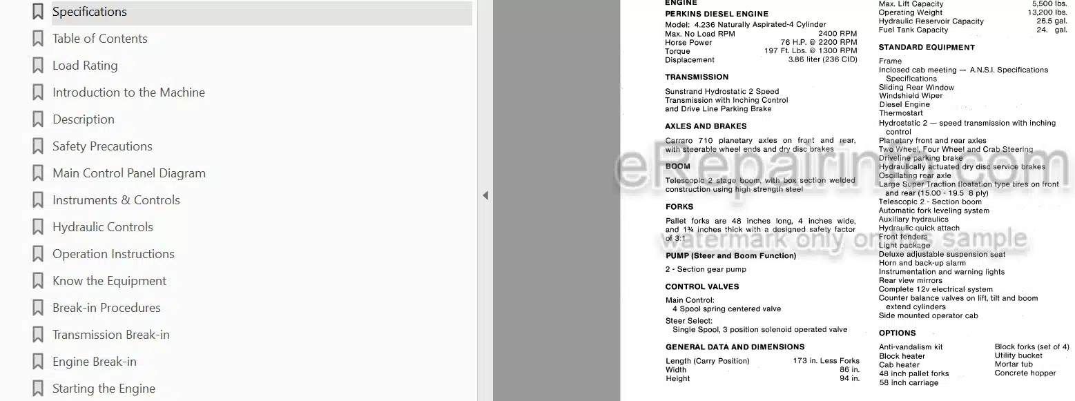 Photo 3 - JLG Skytrak 522 Operators And Safety Manual Telehandler 8990115