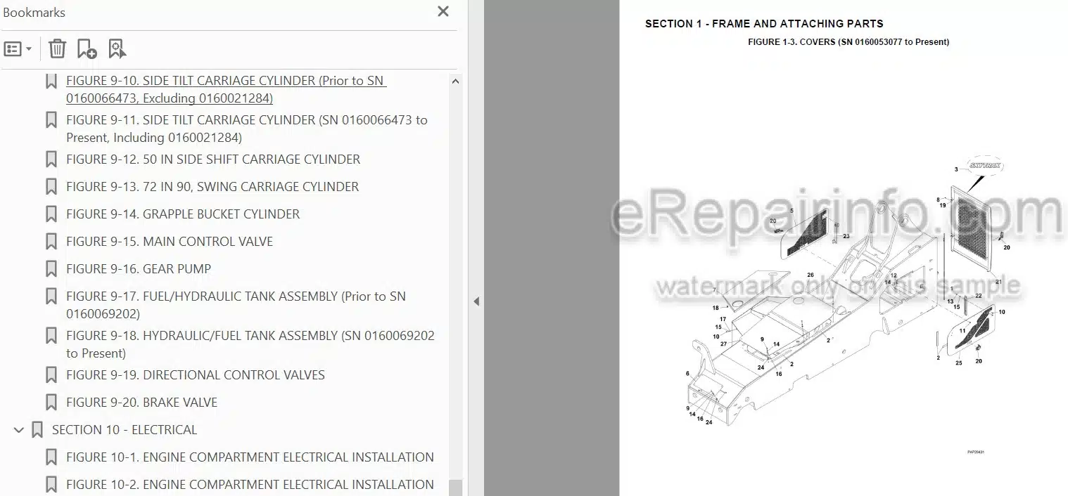 Photo 3 - JLG Skytrak 6036 6042 Illustrated Parts Manual Telehandler 31200731 SN1
