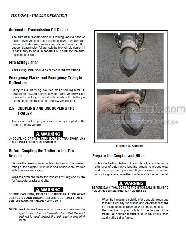Photo 3 - JLG Triple-L Operation And Safety Service Manual Trailer 3121224