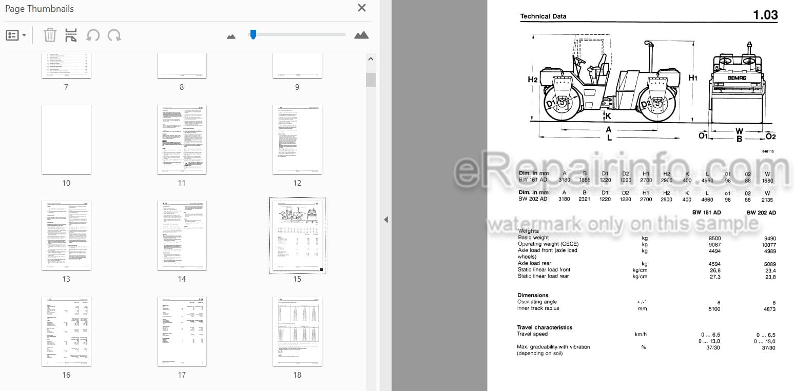 Photo 4 - Bomag BW161AD BW202AD Instruction For Repair Tandem Vibratory Roller