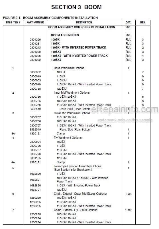 Photo 5 - JLG 100SX 110SX 110SXJ 120SXJ Illustrated Parts Manual Boom Lift