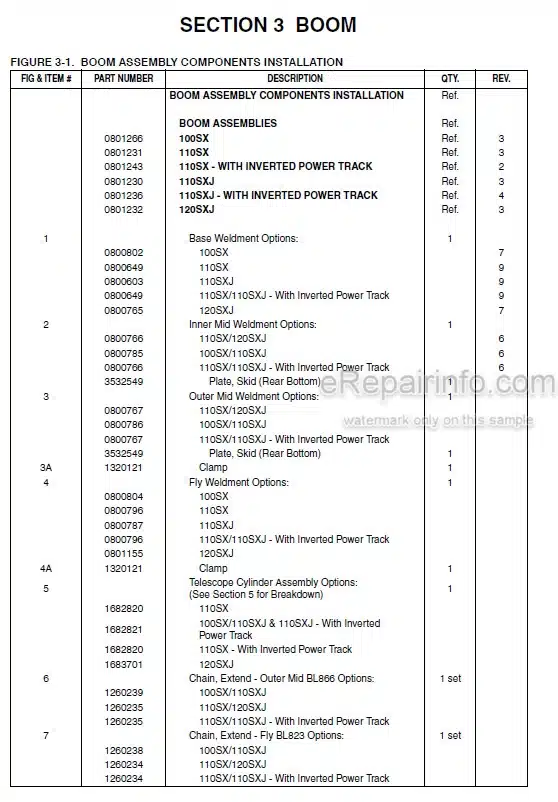 Photo 5 - JLG 100SX 110SX 110SXJ 120SXJ Illustrated Parts Manual Boom Lift