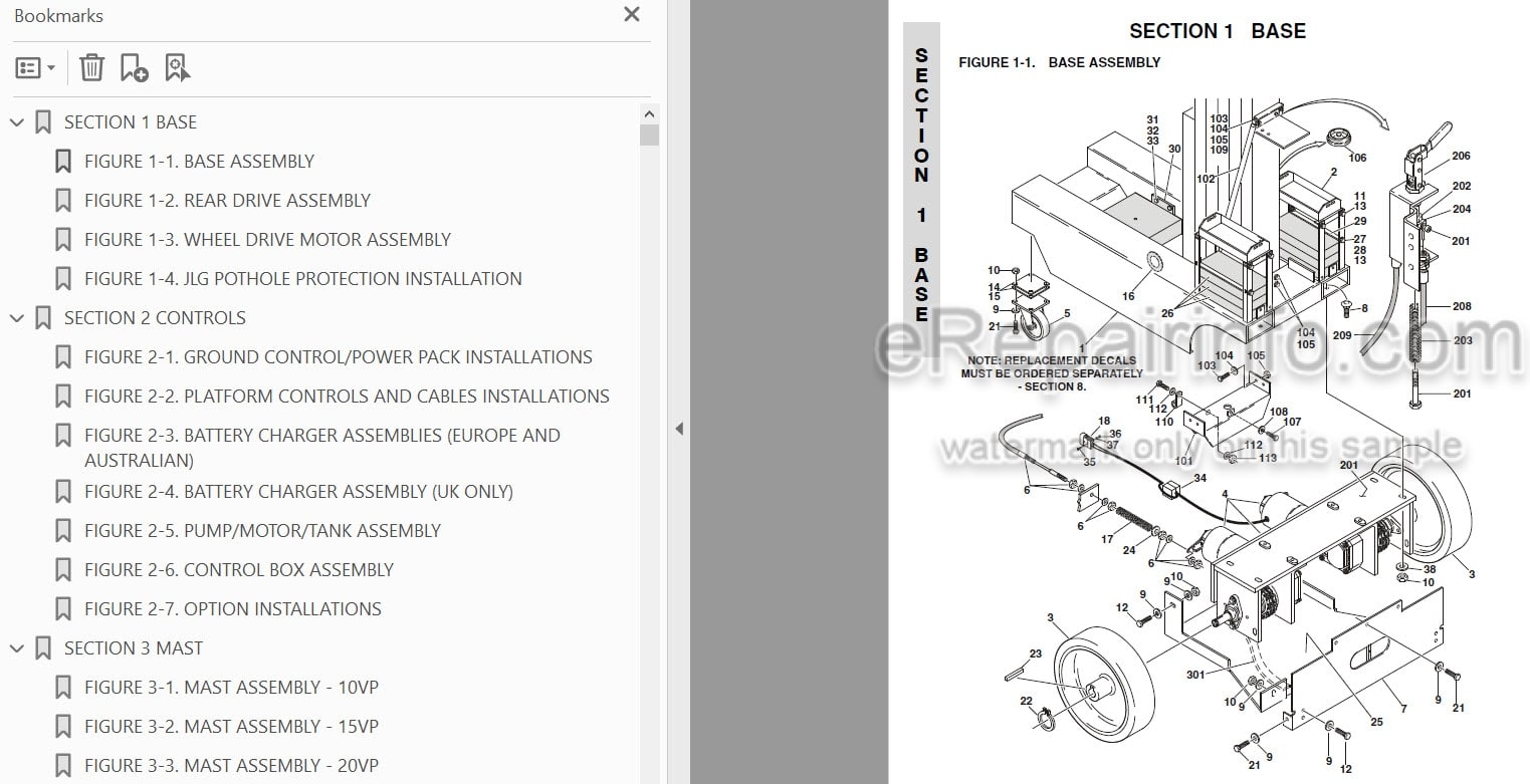 Photo 3 - JLG 10VP 15VP 20VP Illustrated Parts Manual Vertical Mast