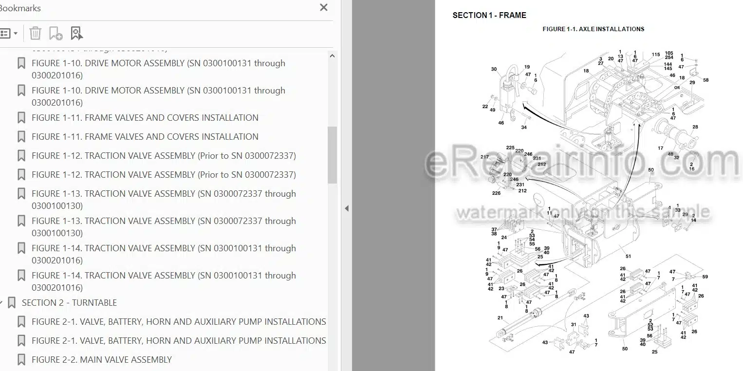 Photo 3 - JLG 1200SJP 1350SJP Illustrated Parts Manual Boom Lift 3121208 SN1