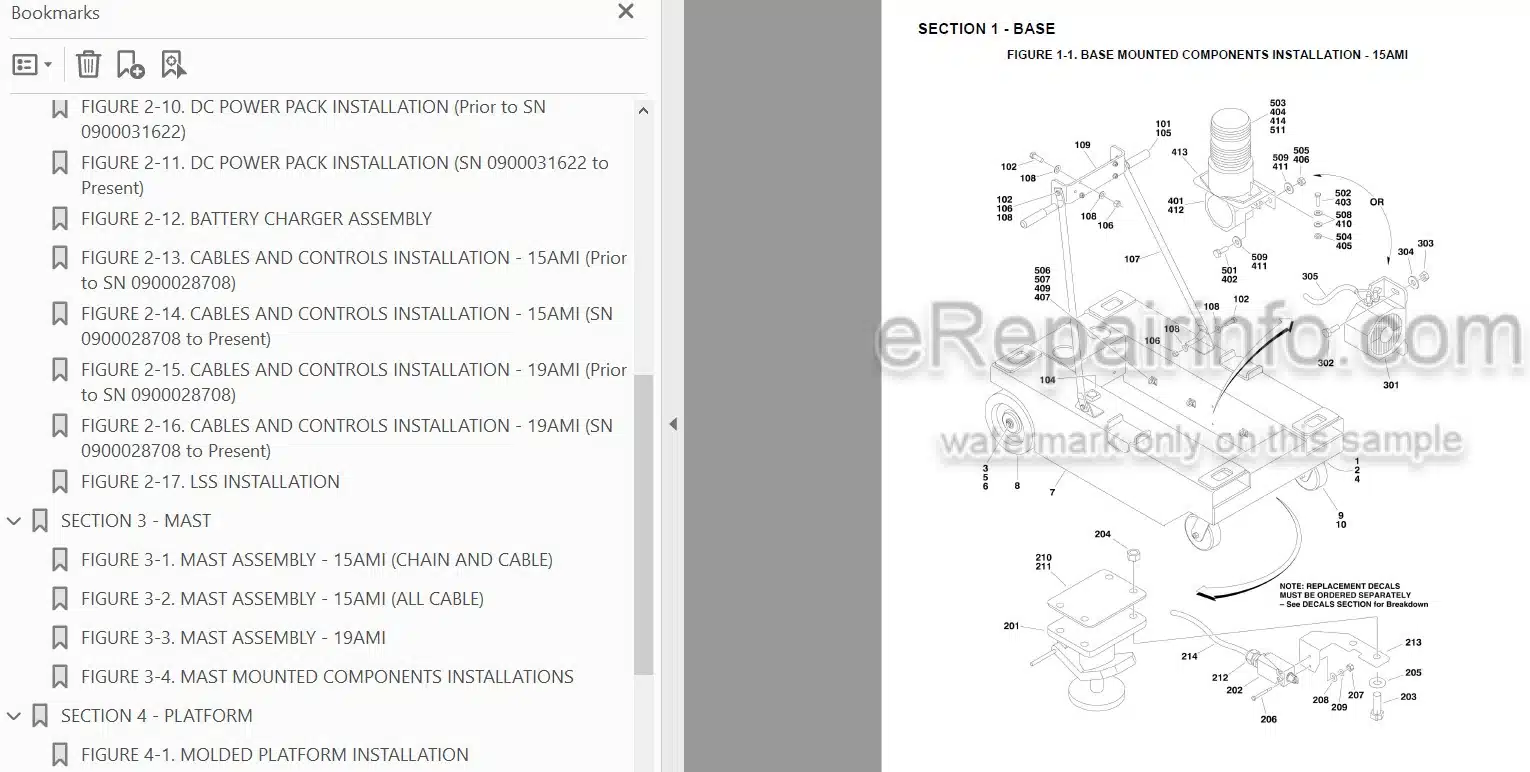 Photo 3 - JLG 15AMI 19AMI Illustrated Parts Manual Vertical Mast 3120759