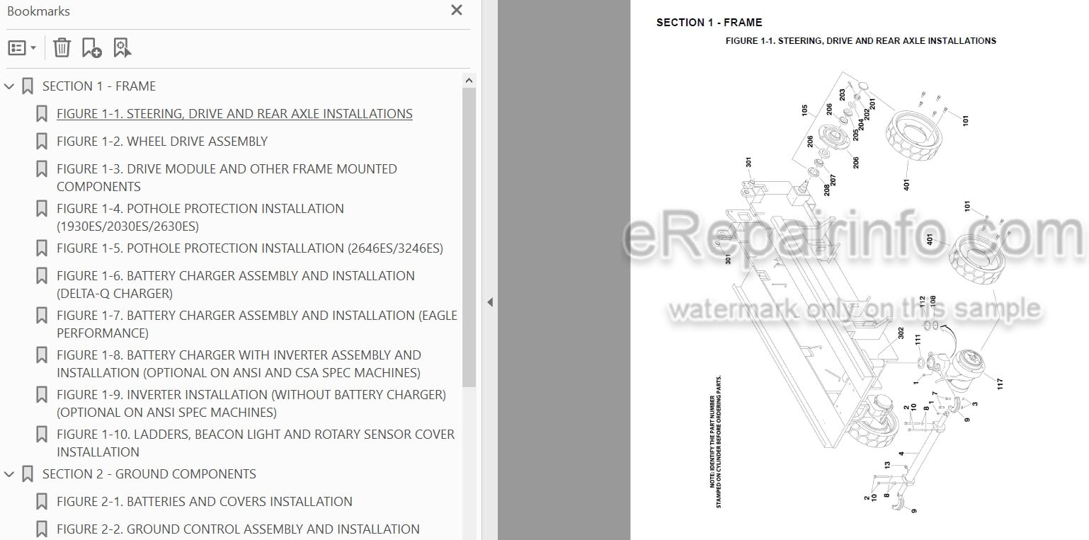 Photo 3 - JLG 1930ES 2030ES 2630ES 2646ES 3246ES Illustrated Parts Manual Scissor Lift 3121275 SN4