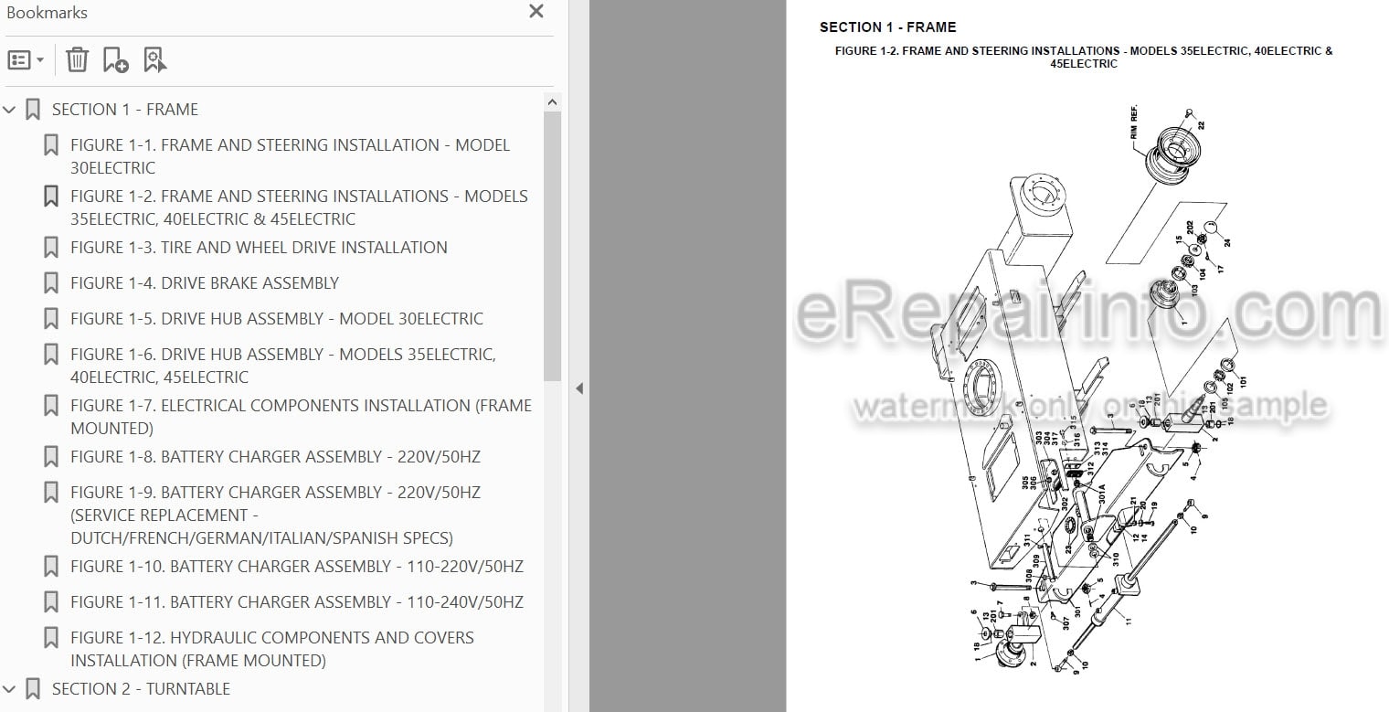 Photo 3 - JLG 30E 35E N35E 40E N40E 45E Illustrated Parts Manual Boom Lift