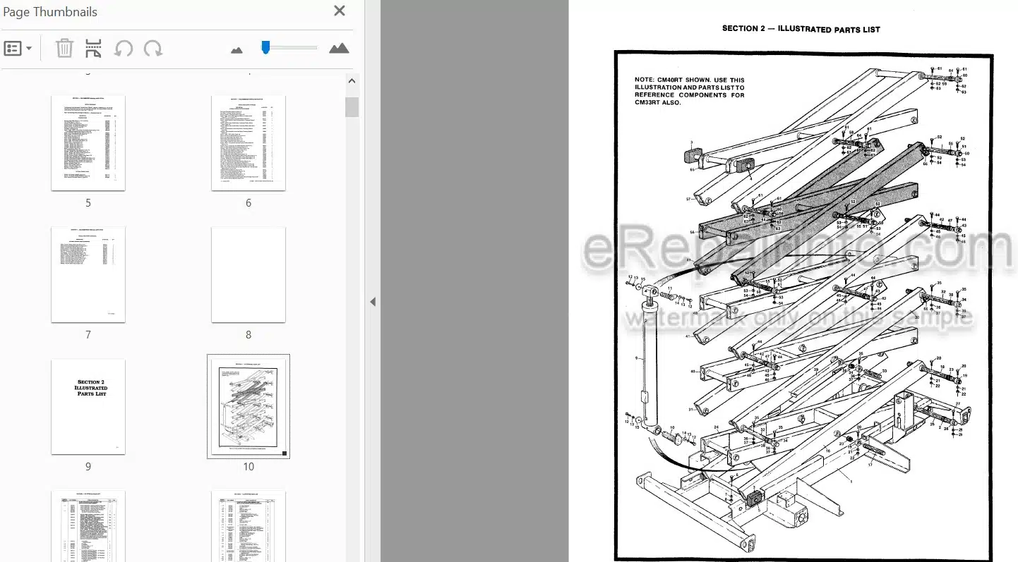 Photo 3 - JLG CM25RT CM33RT CM40RT Illustrated Parts Manual Scissor Lift