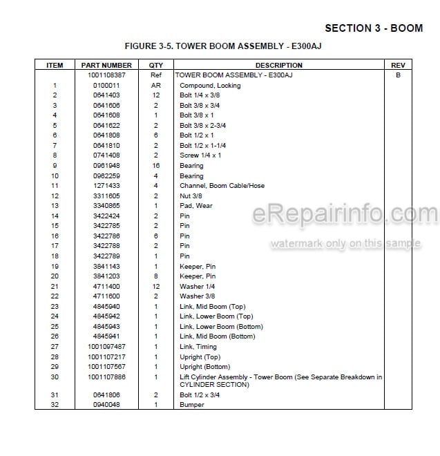 Photo 5 - JLG E300AJ E300AJP PVC2001 Illustrated Parts Manual Boom Lift 31215002