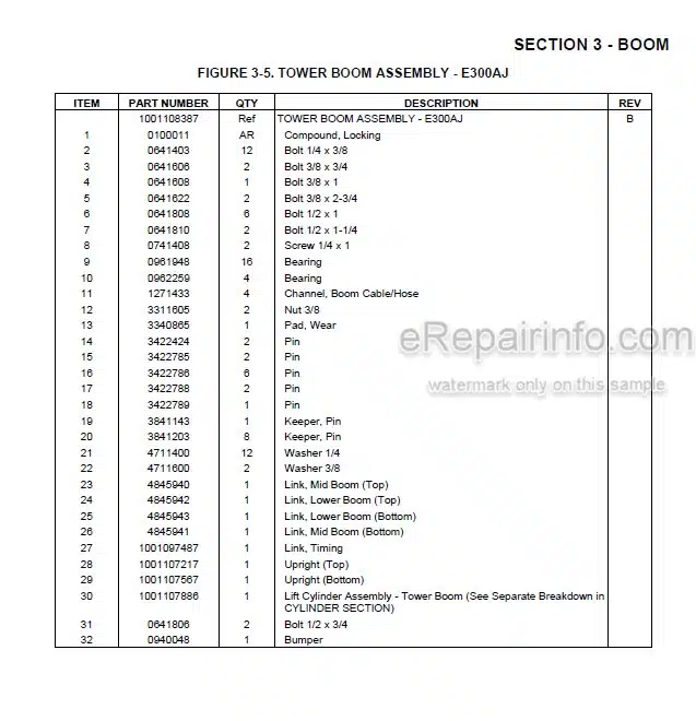 Photo 5 - JLG E300AJ E300AJP PVC2001 Illustrated Parts Manual Boom Lift 31215002