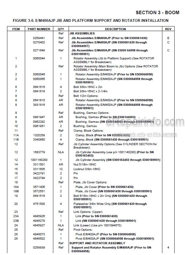 Photo 5 - JLG E400A To E450AJ Illustrated Parts Manual Boom Lift