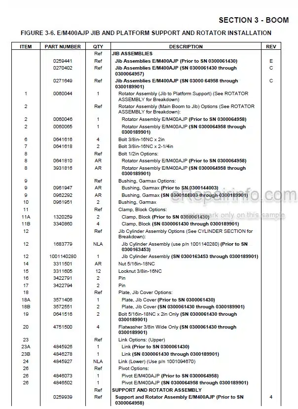 Photo 5 - JLG E400A To E450AJ Illustrated Parts Manual Boom Lift