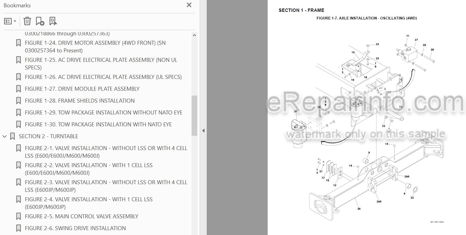 Photo 4 - JLG E600 E600J E600JP M600 M600J M600JP Illustrated Parts Manual Boom Lift 3121712 SN2