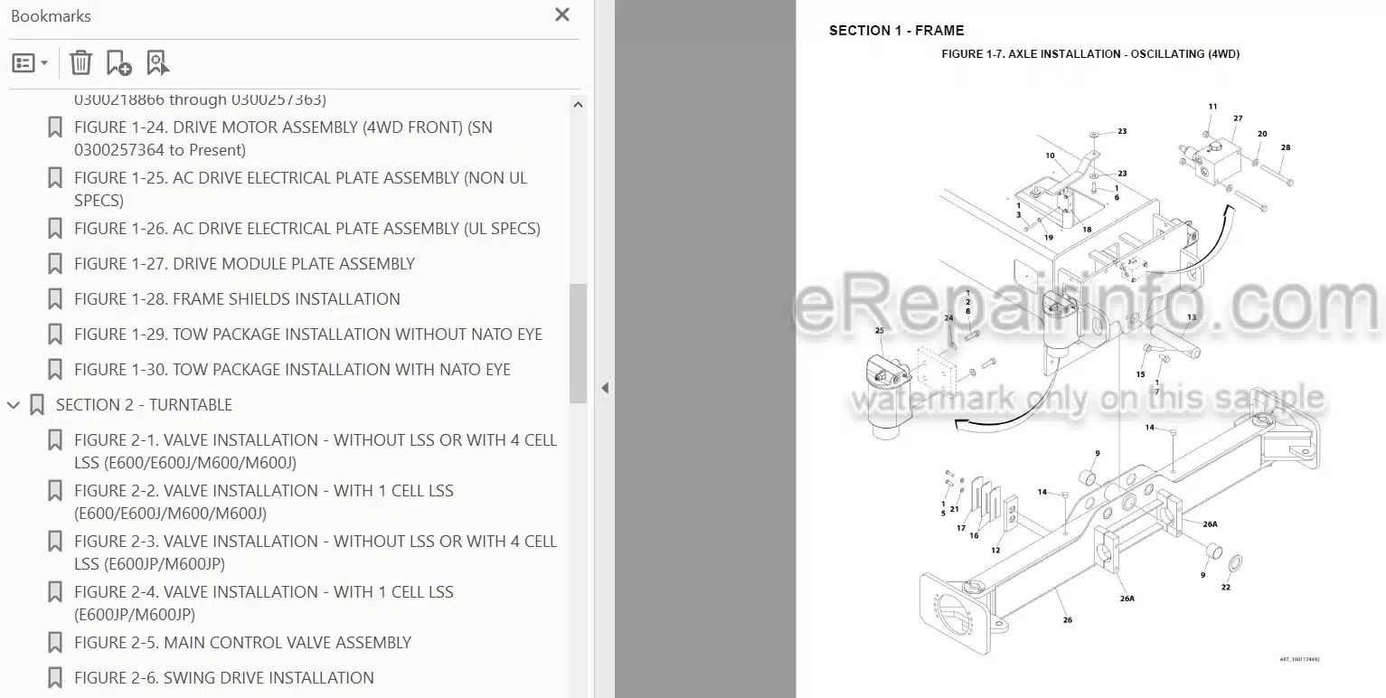 Photo 4 - JLG E600 E600J E600JP M600 M600J M600JP Illustrated Parts Manual Boom Lift 3121712 SN2