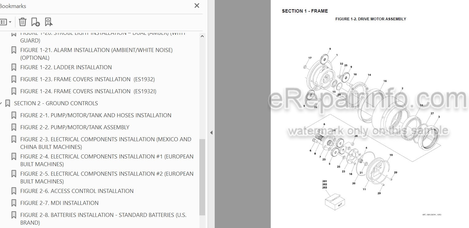 Photo 3 - JLG ES1932 ES1932I PVC1910 2004 Illustrated Parts Manual Scissor Lift 31215920