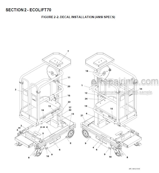 Photo 4 - JLG Ecolift 50 Ecolift 70 830P Illustrated Parts Manual Vertical Mast 3121743 SN1