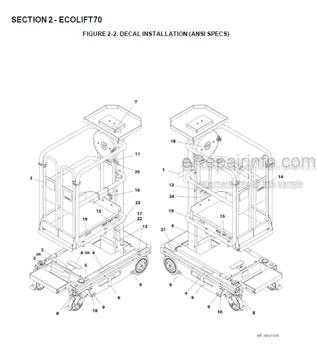 Photo 2 - JLG Ecolift 50 Ecolift 70 830P Illustrated Parts Manual Vertical Mast 3121743 SN1