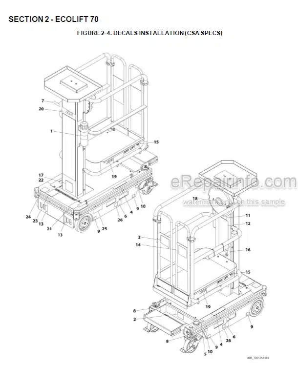 Photo 6 - JLG Ecolift 50 Ecolift 70 830P Illustrated Parts Manual Vertical Mast 31215864 SN2