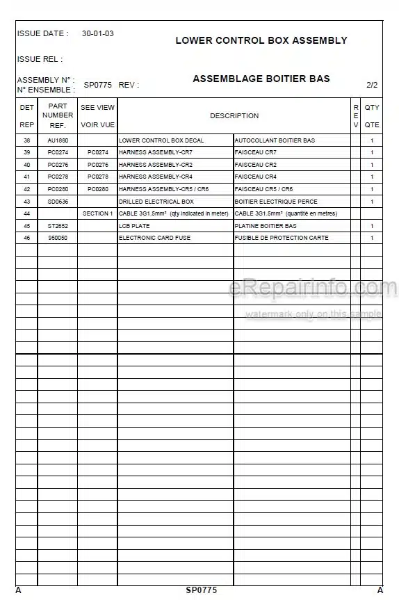 Photo 4 - JLG Grove P20AC P20DC Spare Parts Manual Mast Boom Lift