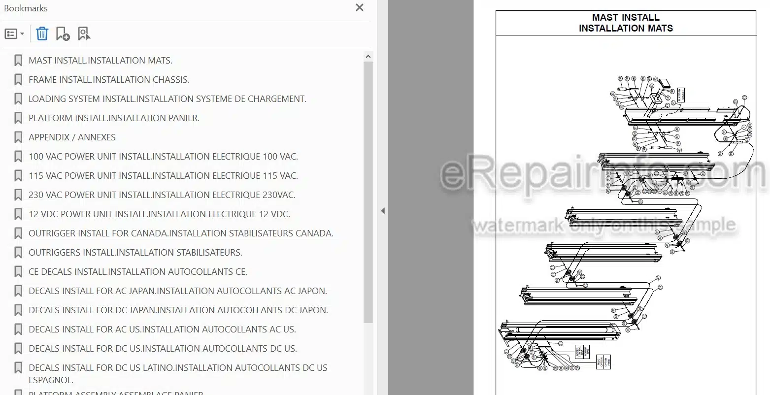 Photo 3 - JLG Grove P25AC P25DC Spare Parts Manual Mast Boom Lift