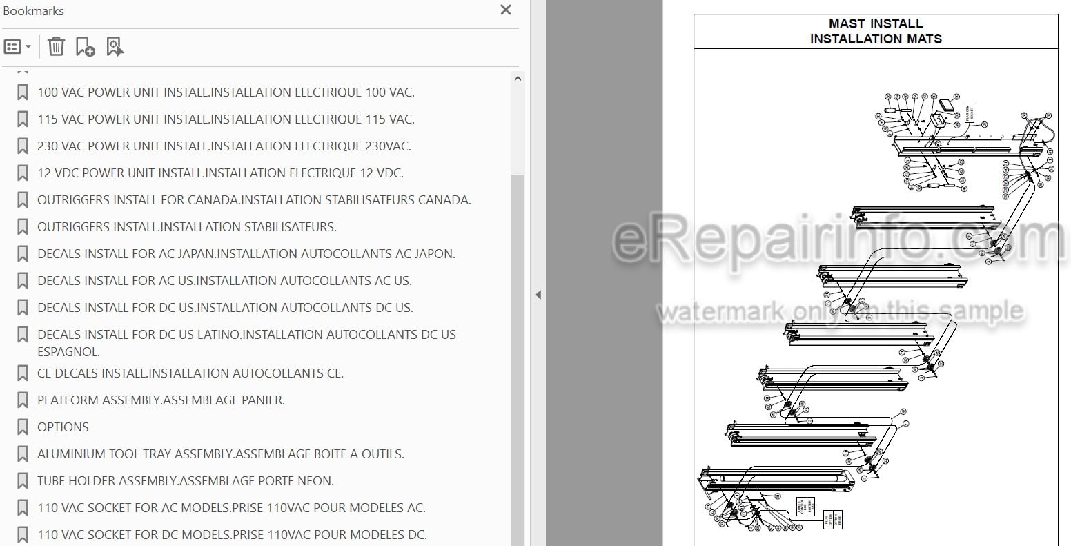 Photo 3 - JLG Grove P30AC P30DC Spare Parts Manual Mast Boom Lift