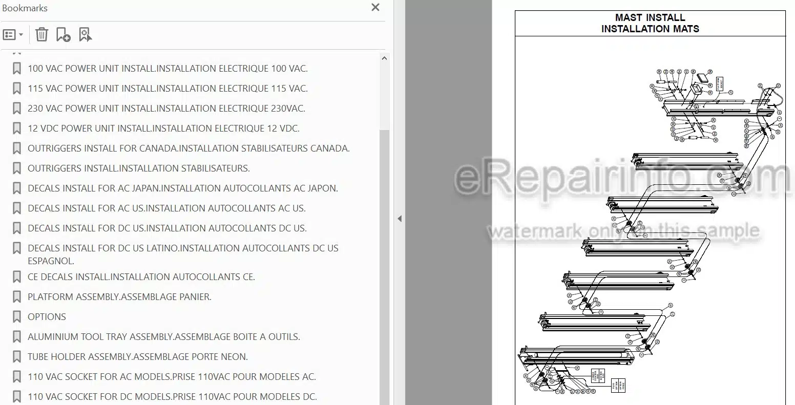 Photo 3 - JLG Grove P30AC P30DC Spare Parts Manual Mast Boom Lift