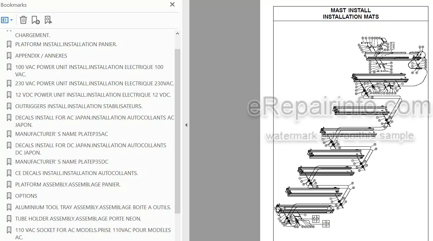 Photo 3 - JLG Grove P35AC P35DC Spare Parts Manual Mast Boom Lift