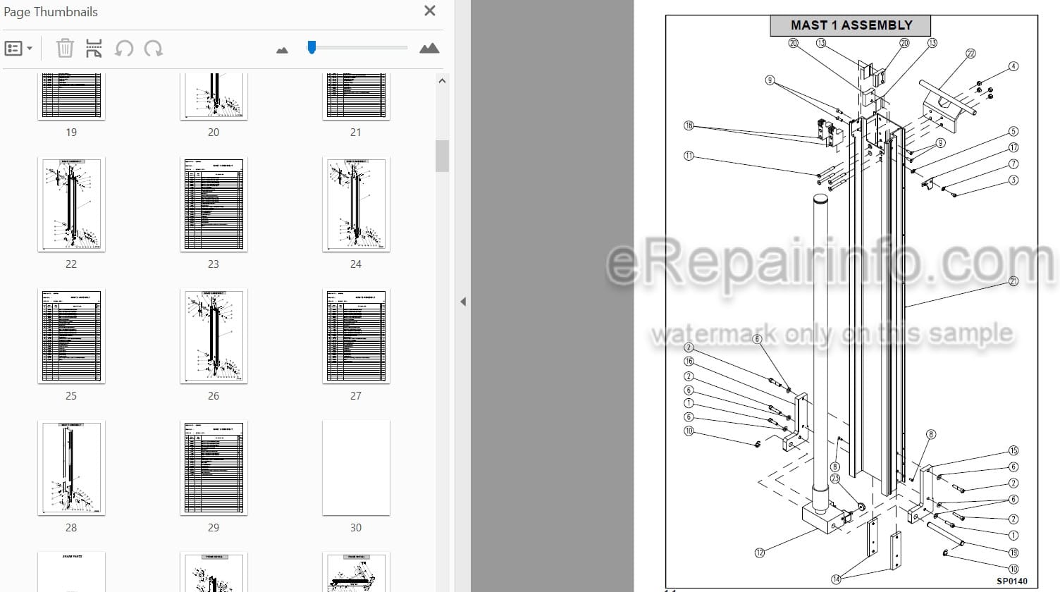 Photo 3 - JLG Grove PM36AC PM36DC Spare Parts Manual Mast Boom Lift