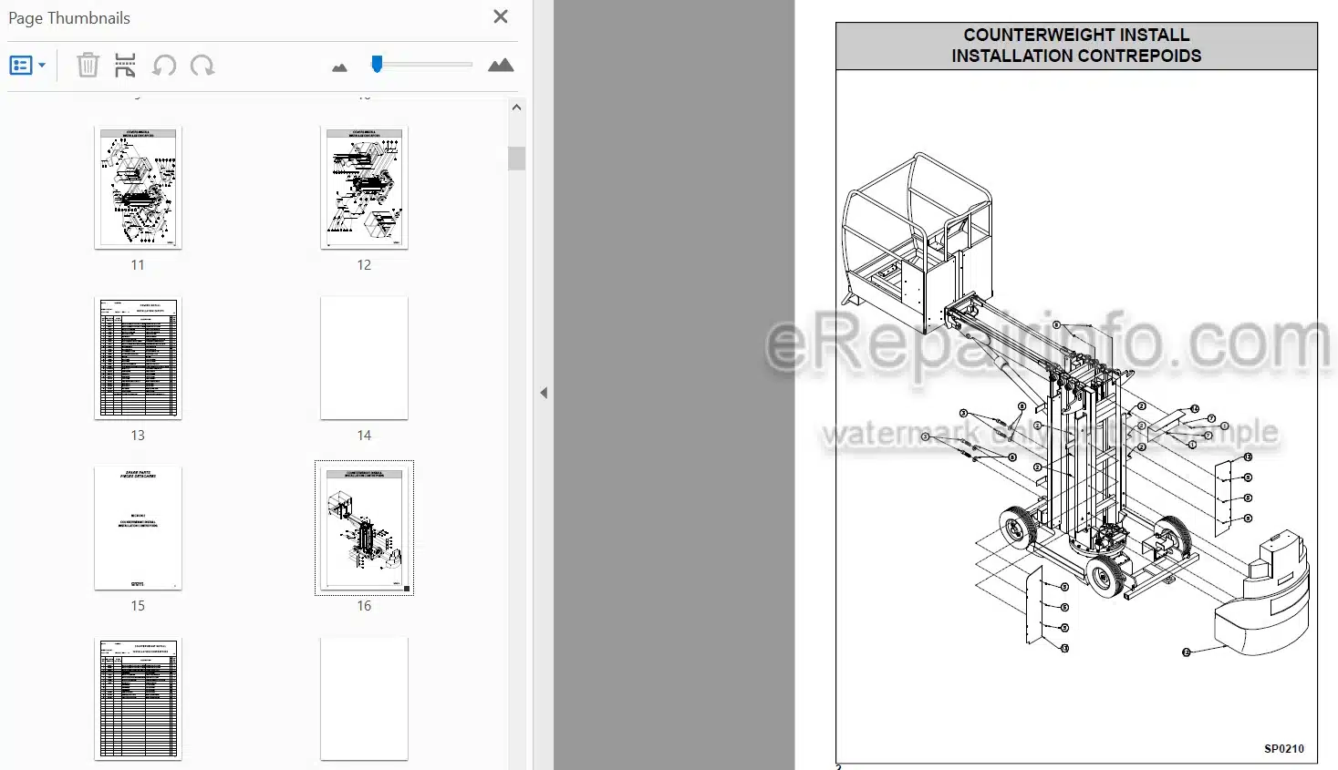 Photo 3 - JLG Grove Toucan 1100 Spare Parts Manual Mast Boom Lift