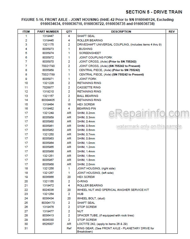 Photo 4 - JLG Lull 644E-42 944E-42 Illustrated Parts Manual Telehandler 8990462