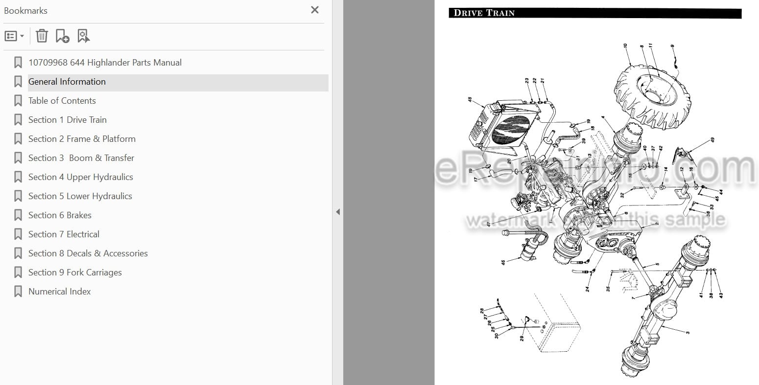 Photo 3 - JLG Lull 644 Highlander Illustrated Parts Manual Telehandler 10709968