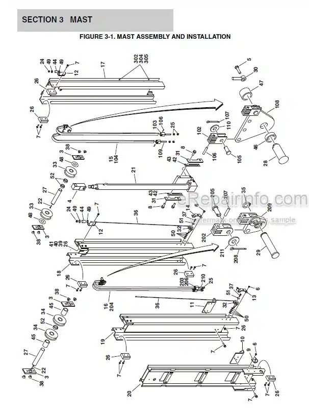 Photo 3 - JLG SSV10 Illustrated Parts Manual Vertical Mast 3121188