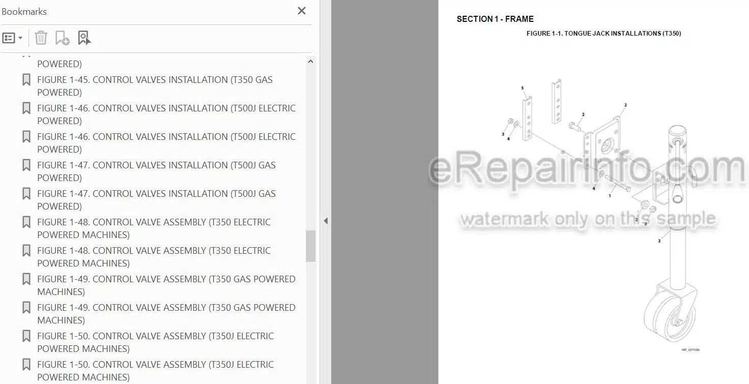 Photo 3 - JLG T350 T500J PVC2001 PVC2007 Illustrated Parts Manual Boom Lift 31215072
