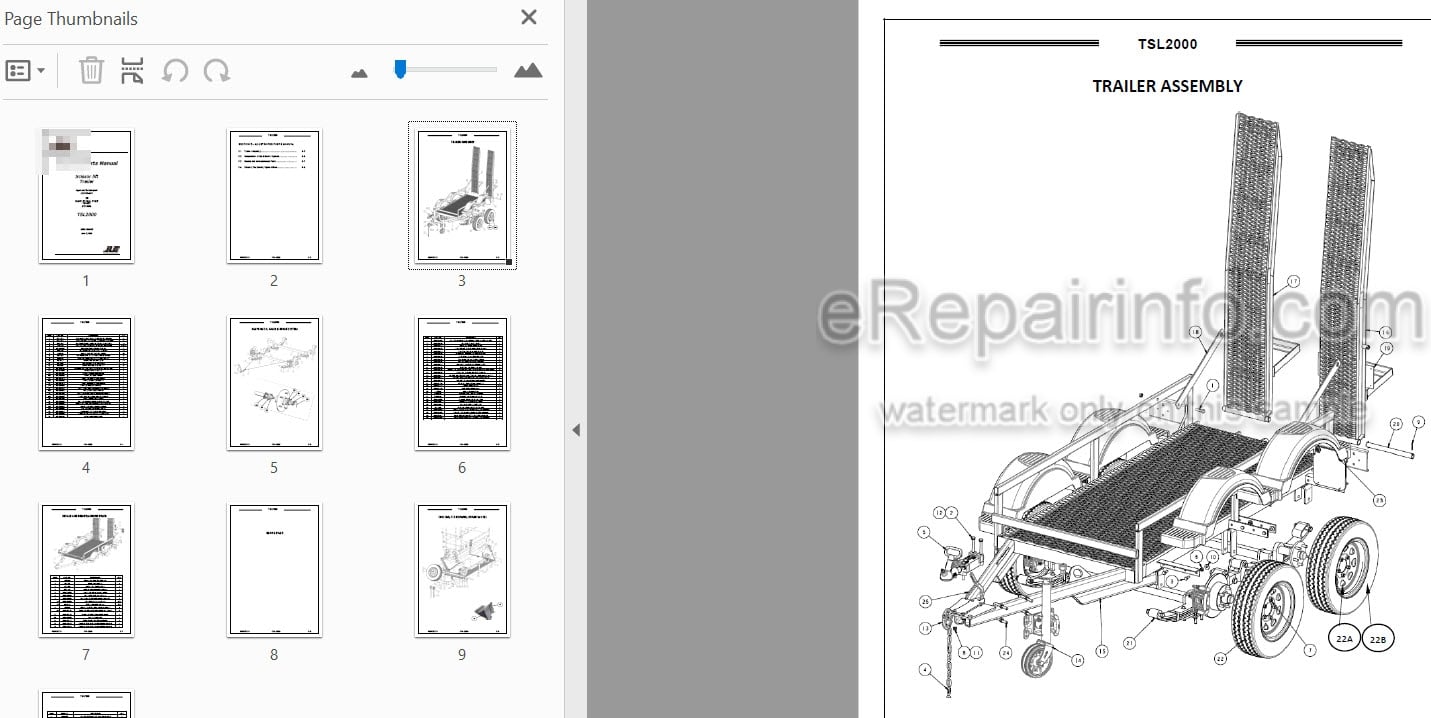 Photo 3 - JLG TSL 2000 Illustrated Parts Manual Scissor Lift Trailer 1001233509