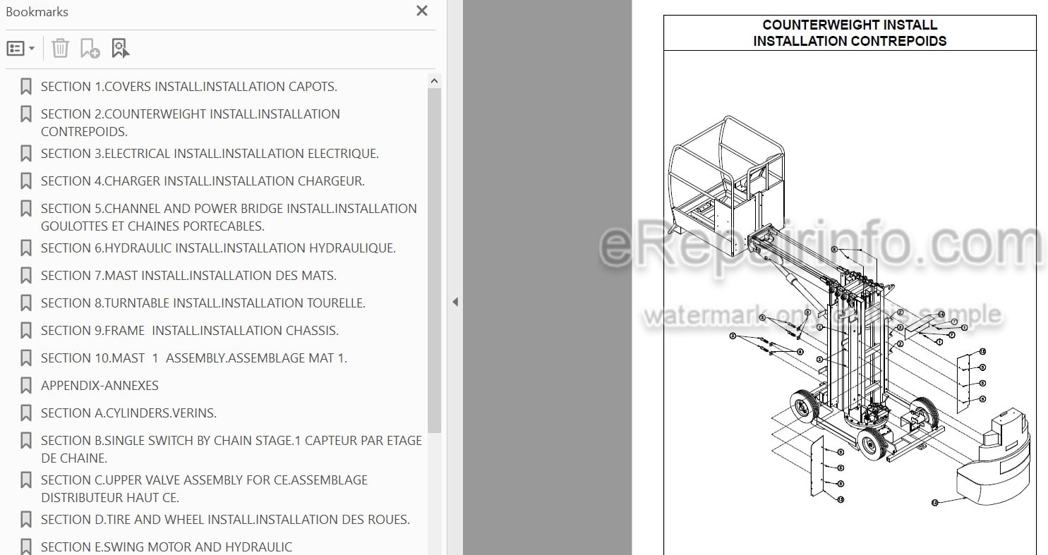 Photo 3 - JLG Toucan 1100 Spare Parts Manual Mast Boom Lift