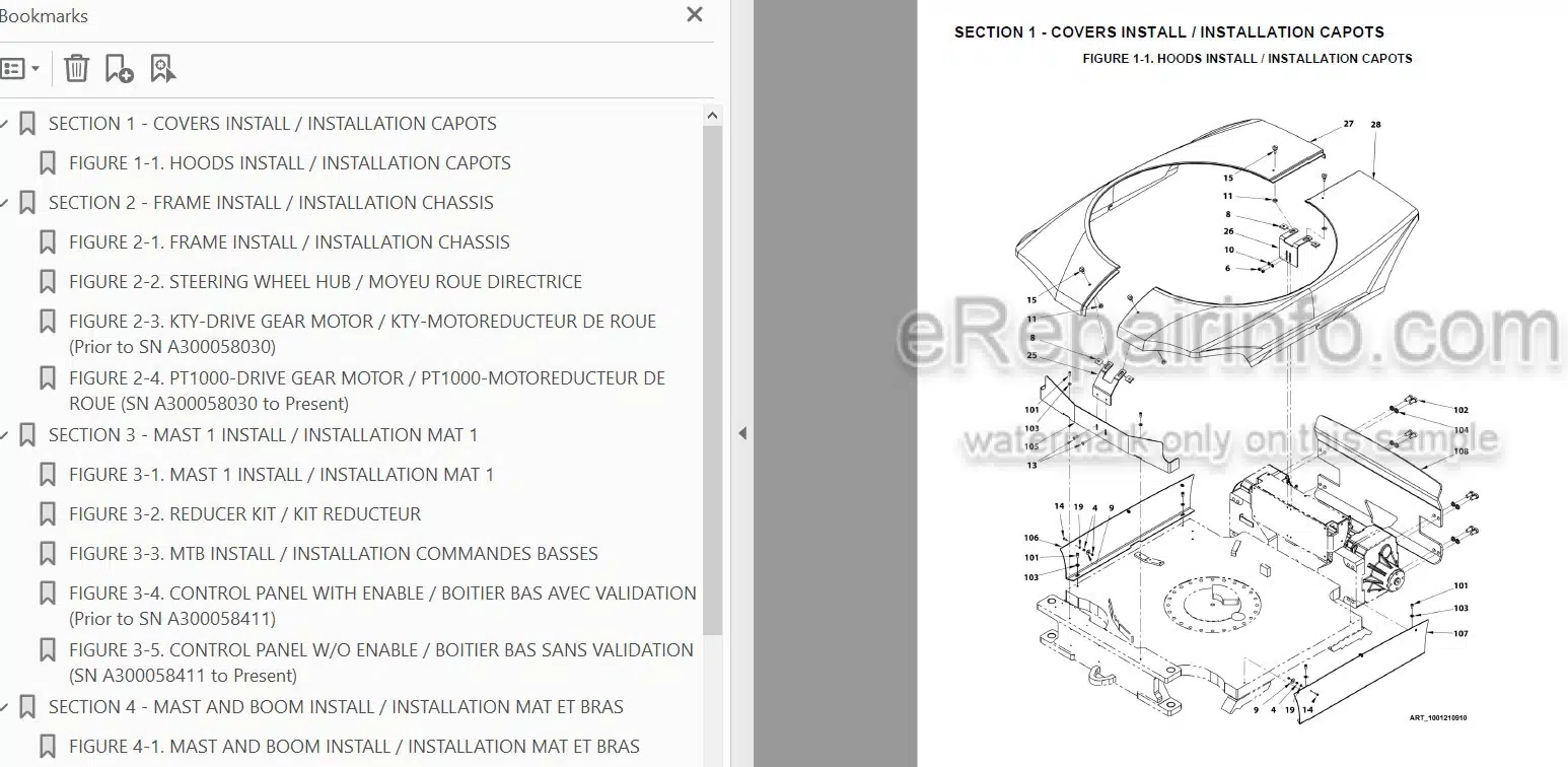 Photo 3 - JLG Toucan 8E 20E Illustrated Parts Manual Mast Boom Lift 31210229 SN2