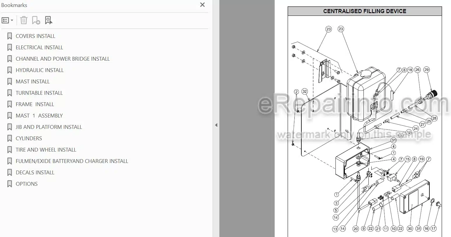 Photo 3 - JLG V2039E Spare Parts Manual Mast Boom Lift MA0201-03