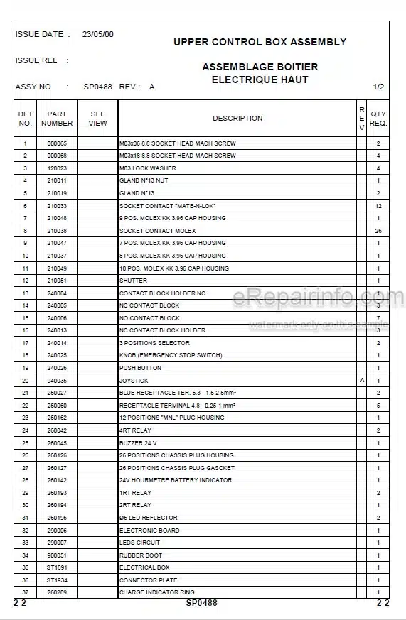Photo 4 - JLG V2039E Spare Parts Manual Mast Boom Lift MA0201-03