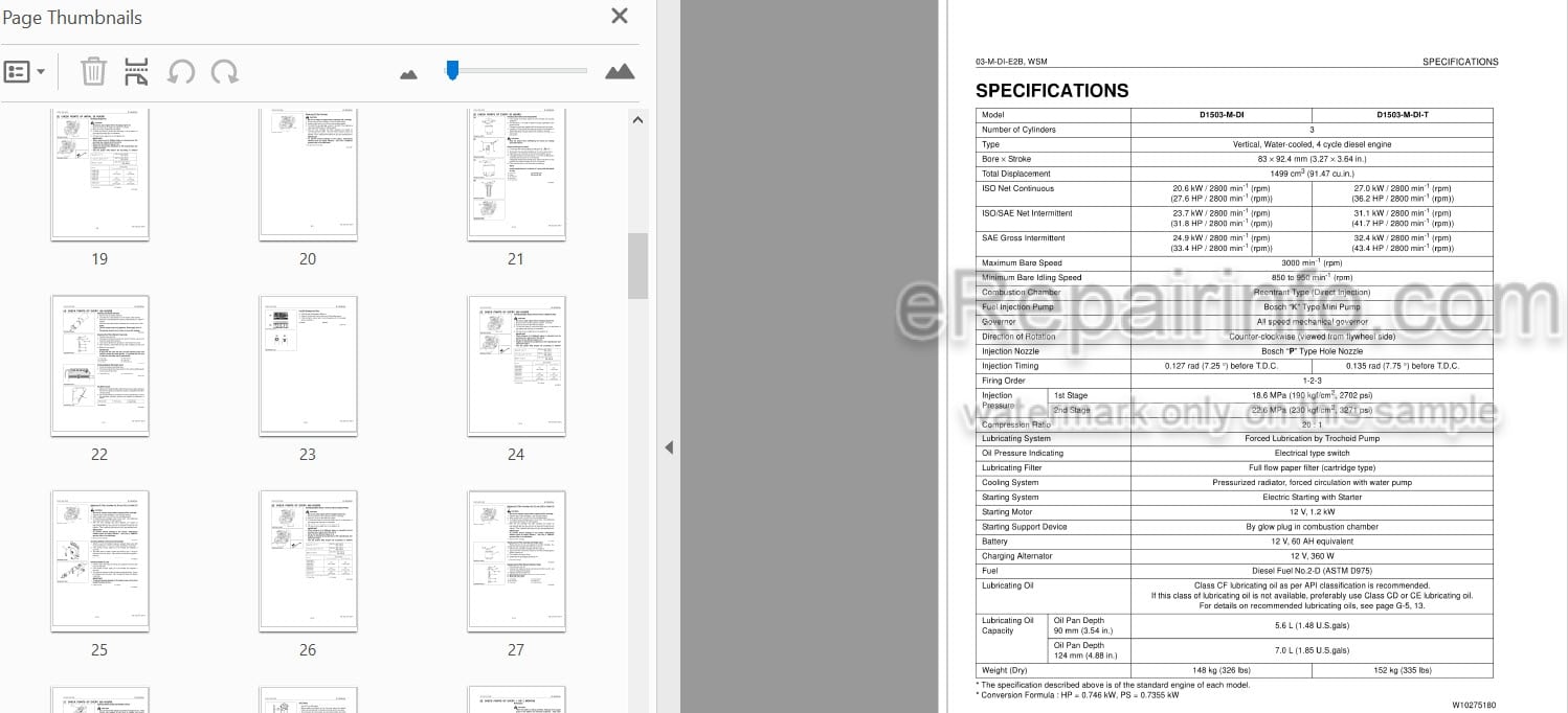 Photo 4 - Kubota 03-M-DI-E2B Series Workshop Manual Diesel Engine 9Y011-02862