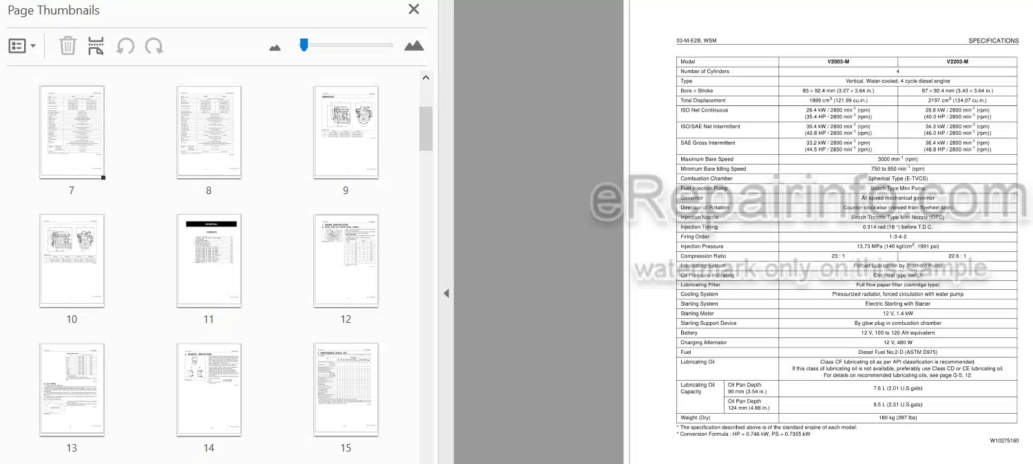 Photo 3 - Kubota 03-M-E2B Series Workshop Manual Diesel Engine 9Y011-02813