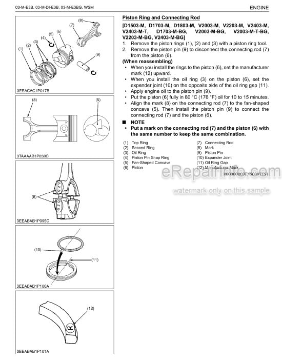 Photo 1 - Kubota 03-M-E3B 03-M-DI-E3B 03-M-E3BG Series Workshop Manual Diesel Engine 9Y111 -02570